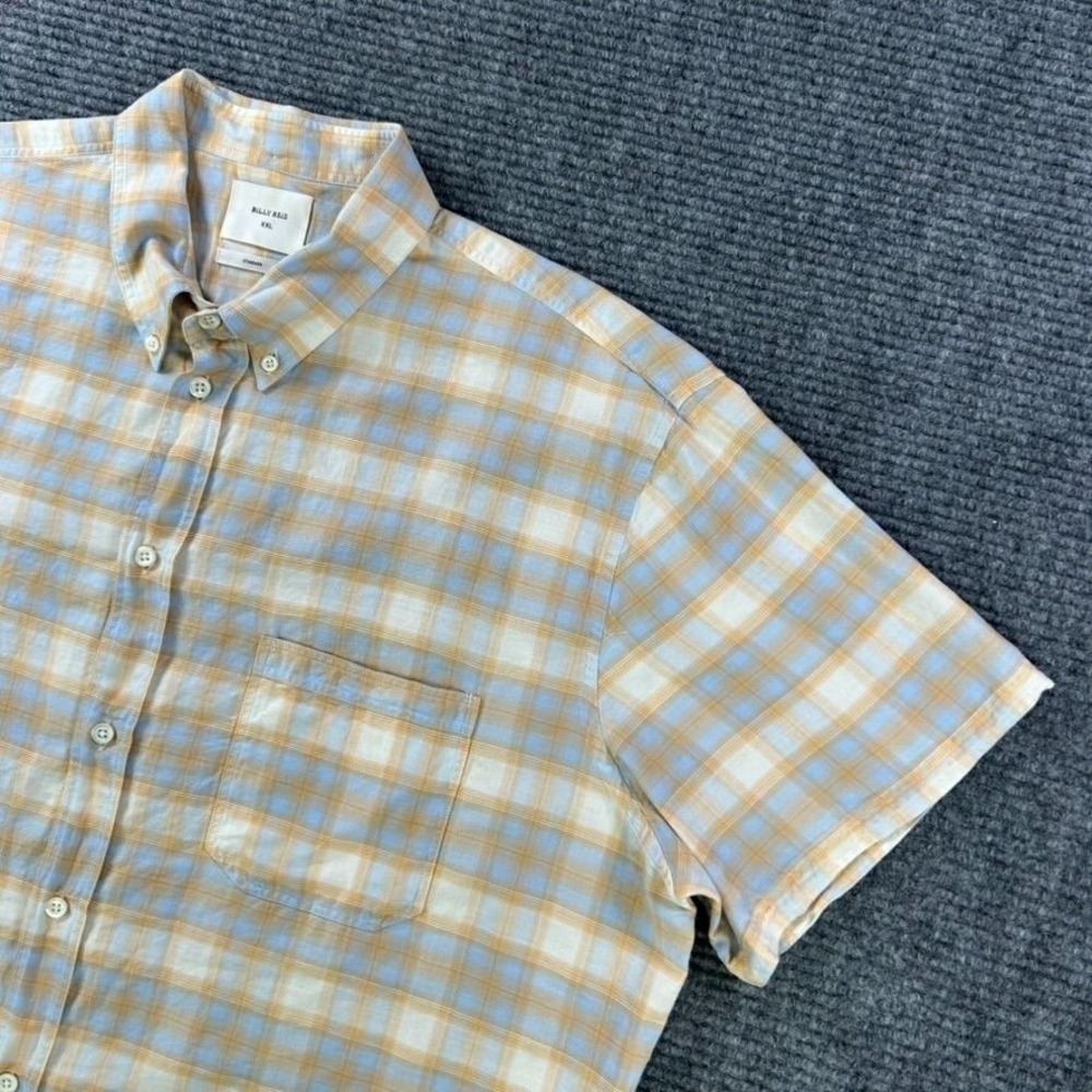 Billy Reid Tattersail Plaid Tuscumbia Shirt Men XXL Short Sleeve Button Down 2XL
